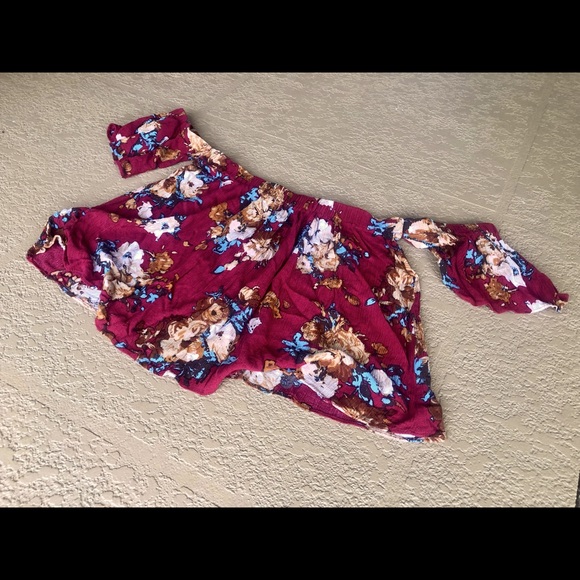 Military Hippie Off the Shoulders Floral Top Sz M - Picture 4 of 8